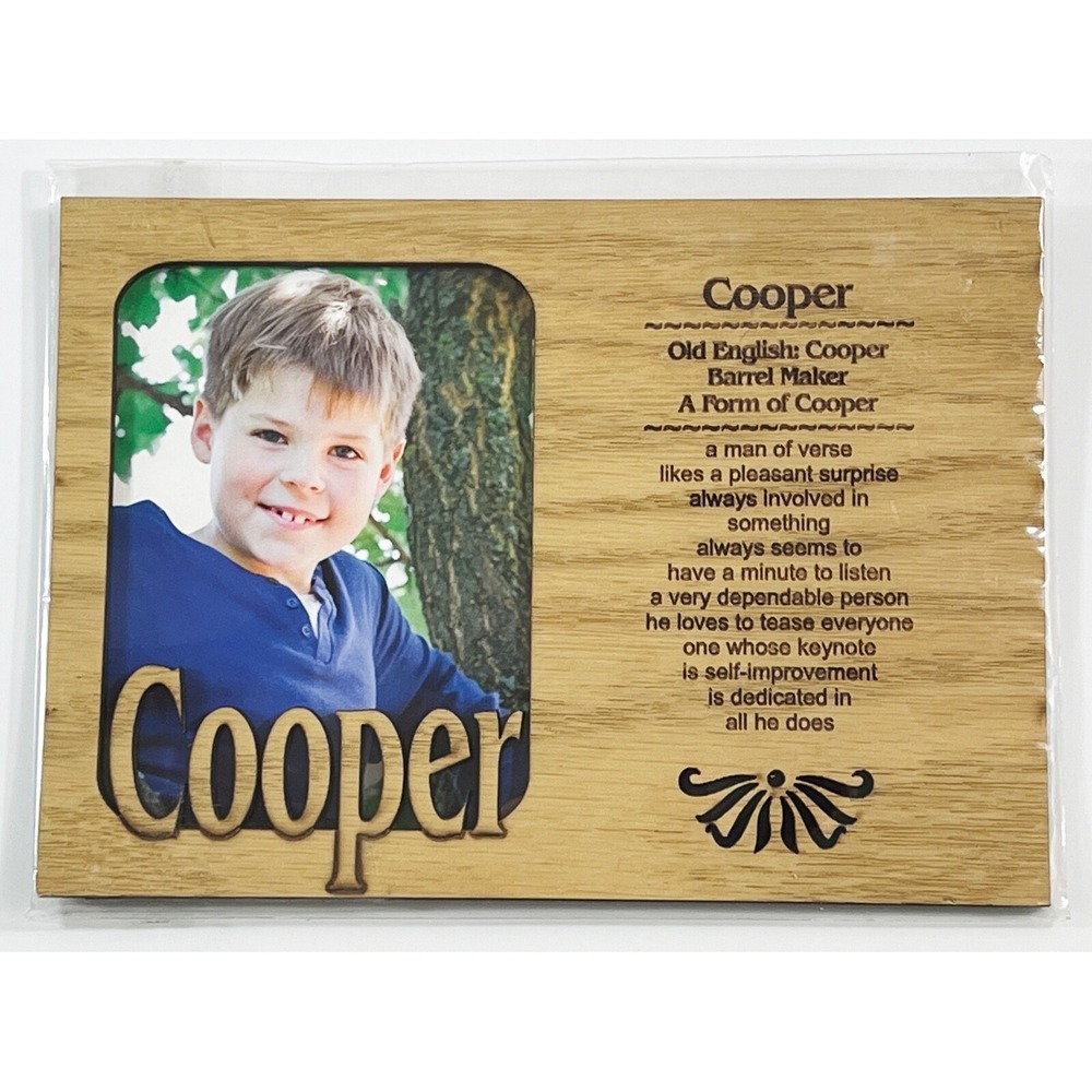COOPER Personalized Name Profile Laser Engraved Wood Picture Frame Magnet